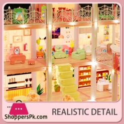 Luxury Diy Dollhouse Castle Playset With Lights, Slide &Amp; Furniture – Multilevel Dream House For Kids