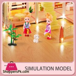 Luxury Diy Dollhouse Castle Playset With Lights, Slide &Amp; Furniture – Multilevel Dream House For Kids