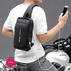 Mens Sling Crossbody Bag Chest Shoulder Messenger Backpack USB Port