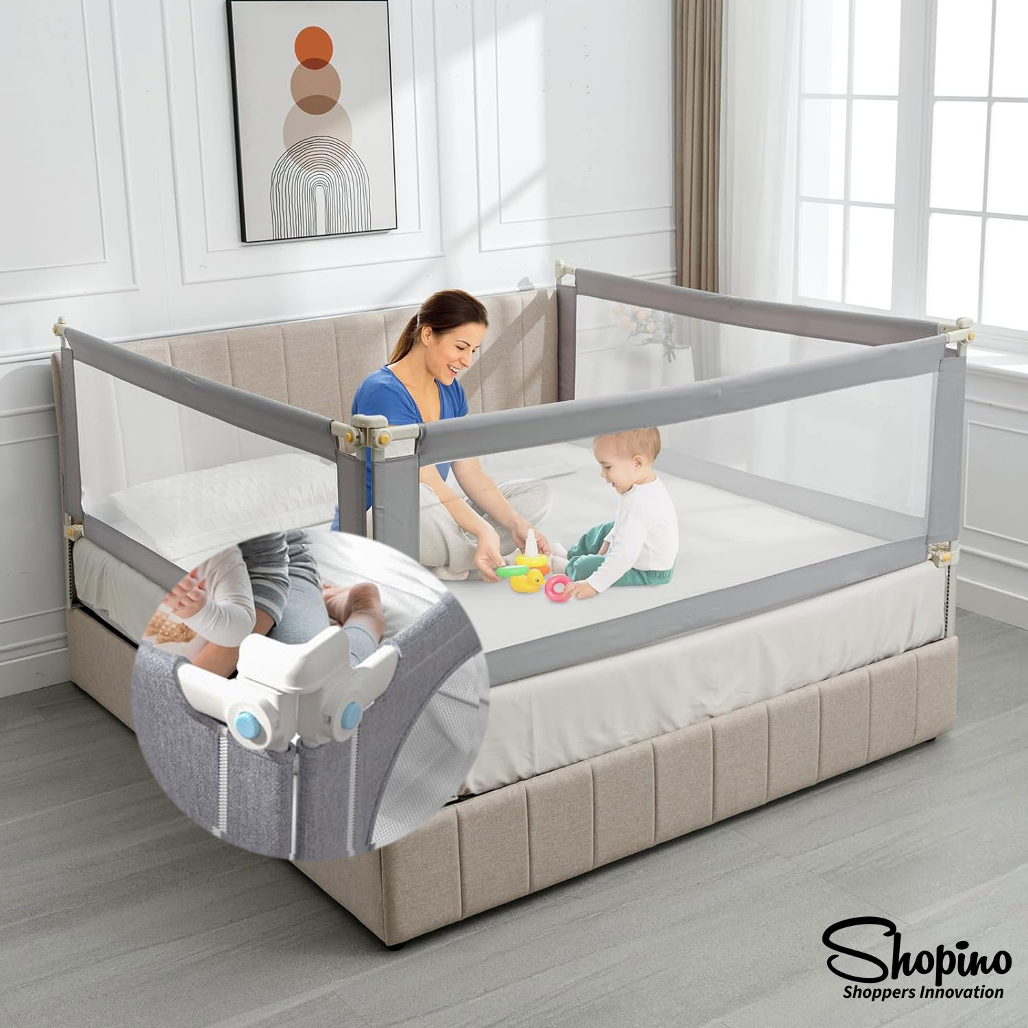 Shopino Baby Safety Bed Rail Double Lock ( Multi-Sided Connector ) 1-Pcs 10 Shopino Baby Safety Bed Rail Double Lock ( Multi-Sided Connector ) 1-Pcs