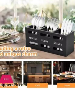 Spoon Caddy Wood Utensil Caddy With 3 Compartments Fork Spoon Holder - Image 6