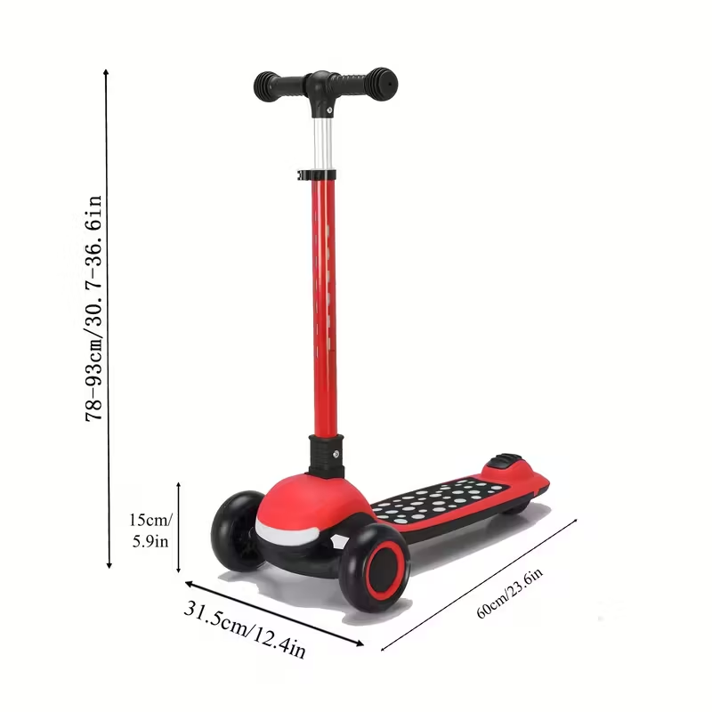 A One-Button Collapsible Scooter With Adjustable Height, Soft Handlebars With Lights