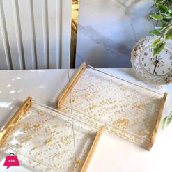 Acrylic Wood Tray Set of 2