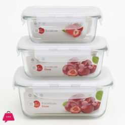 Airtight Borosilicate Glass Container Bowl Set 3 Pcs
