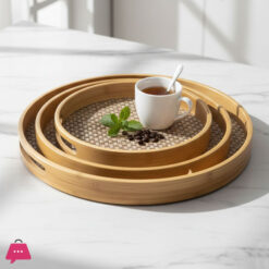 Bamboo Rattan Tray Setof 3
