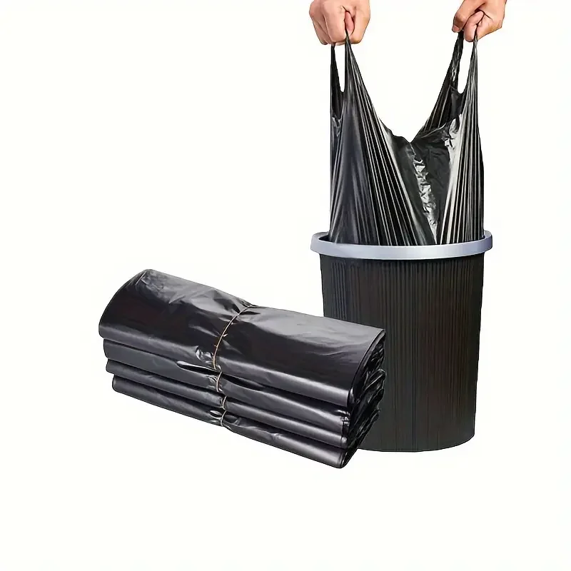 Black Disposable Garbage Bag Durable Handheld Vest Garbage Bag