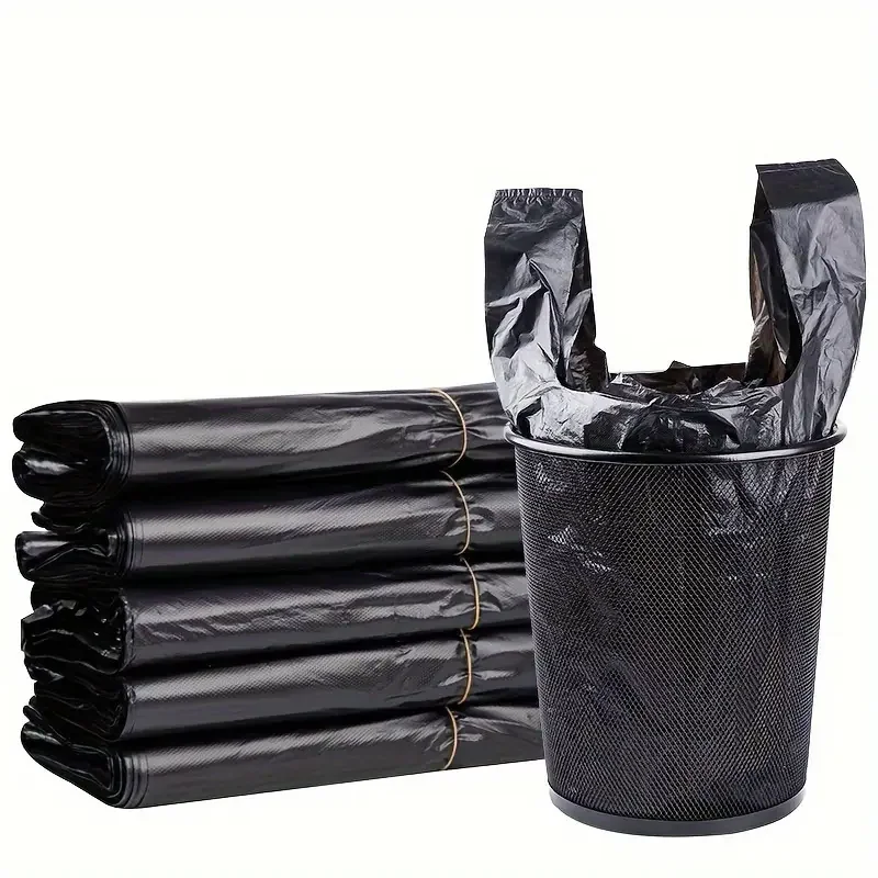 Black Disposable Garbage Bag Durable Handheld Vest Garbage Bag