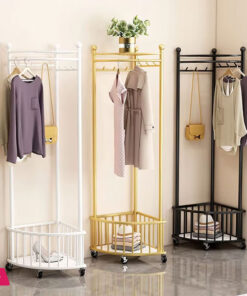 Corner Clothes Hanger Free Standing Metal Rail Perfect Shoe Storage Bedroom Furniture