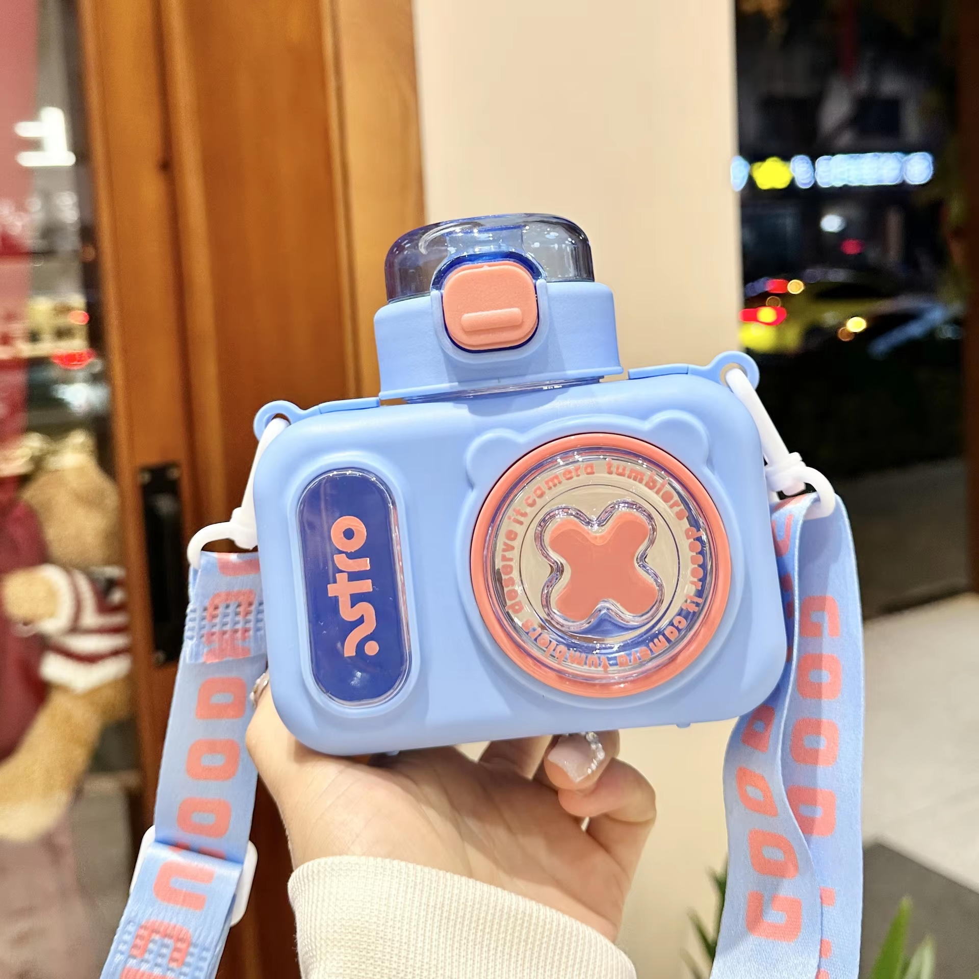 Cute Camera Plastic Water Bottle With Straw Student Back To School 12 Cute Camera Plastic Water Bottle With Straw Student Back To School