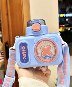 Cute Camera Plastic Water Bottle With Straw Student Back To School - Image 4