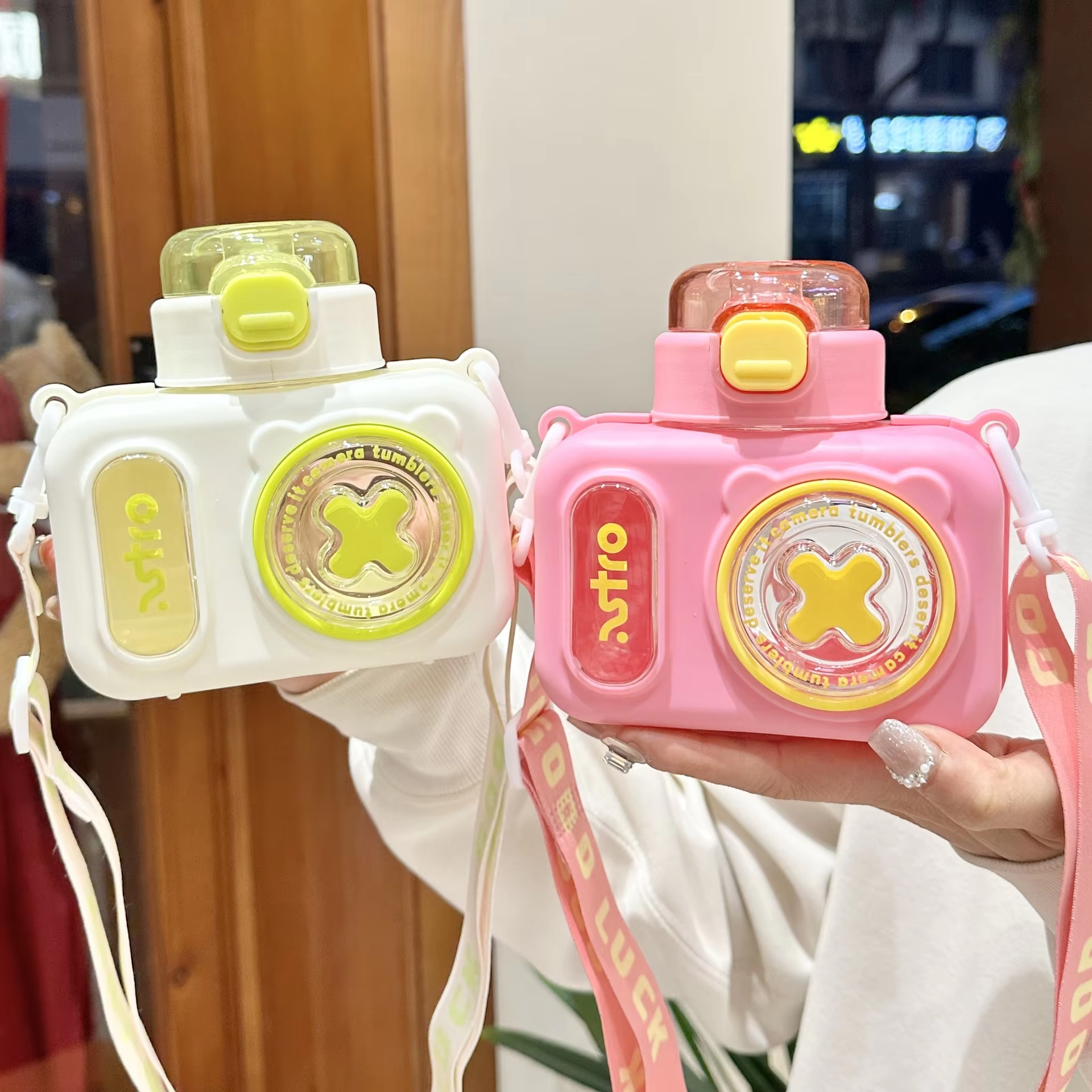 Cute Camera Plastic Water Bottle With Straw Student Back To School 10 Cute Camera Plastic Water Bottle With Straw Student Back To School