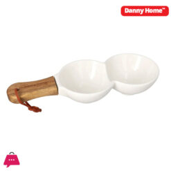 Danny Home 2 Grid Dessert Tray with Wooden Handle 27cm