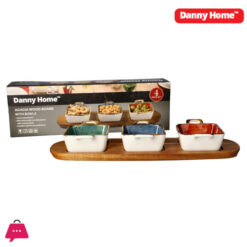 Danny Home Acacia Wood Board With Dessert Bowls 4Pcs