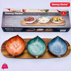 Danny Home Acacia Wood Board With Sauce Bowls