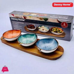 Danny Home Acacia Wood Board With Sauce Bowls