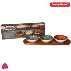 Danny Home Acacia Wood Board With Sauce Bowls