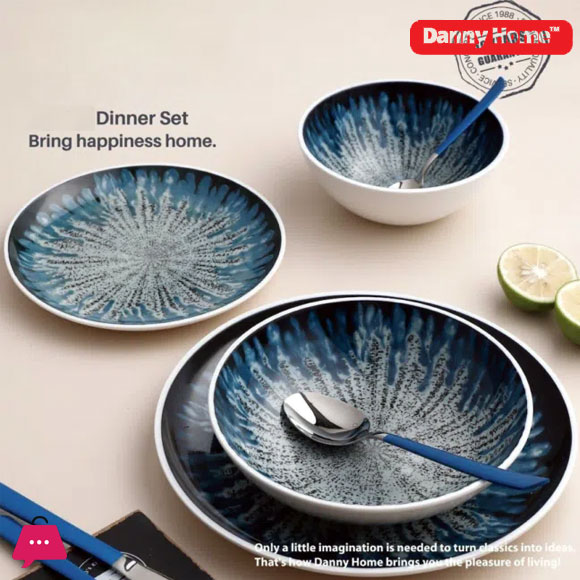 Danny Home Blue And Printed Dinner Set 18-Piece 3 Danny Home Blue And Printed Dinner Set 18-Piece