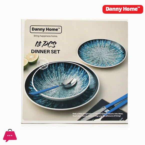 Danny Home Blue And Printed Dinner Set 18-Piece 4 Danny Home Blue And Printed Dinner Set 18-Piece - Image 2
