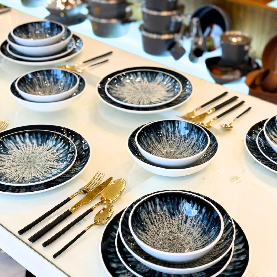 Danny Home Blue And Printed Dinner Set 18-Piece 16 Danny Home Blue And Printed Dinner Set 18-Piece