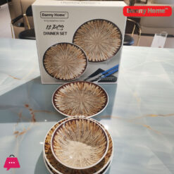 Danny Home Brown And Yellow Printed Dinner Set 18-Piece 6 Danny Home Brown And Yellow Printed Dinner Set 18-Piece