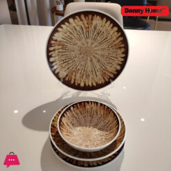 Danny Home Brown And Yellow Printed Dinner Set 18-Piece 7 Danny Home Brown And Yellow Printed Dinner Set 18-Piece