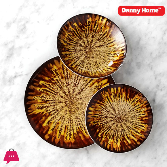 Danny Home Brown And Yellow Printed Dinner Set 18-Piece 3 Danny Home Brown And Yellow Printed Dinner Set 18-Piece