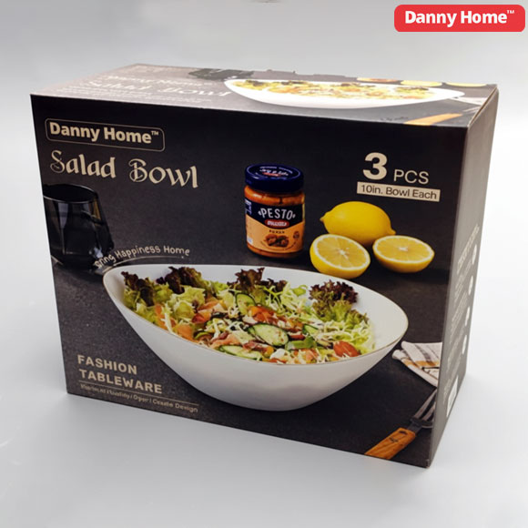 Danny Home Ceramic Gold Line Salad Bowl 3Pcs - 10 Inch 5 Danny Home Ceramic Gold Line Salad Bowl 3Pcs - 10 Inch - Image 3