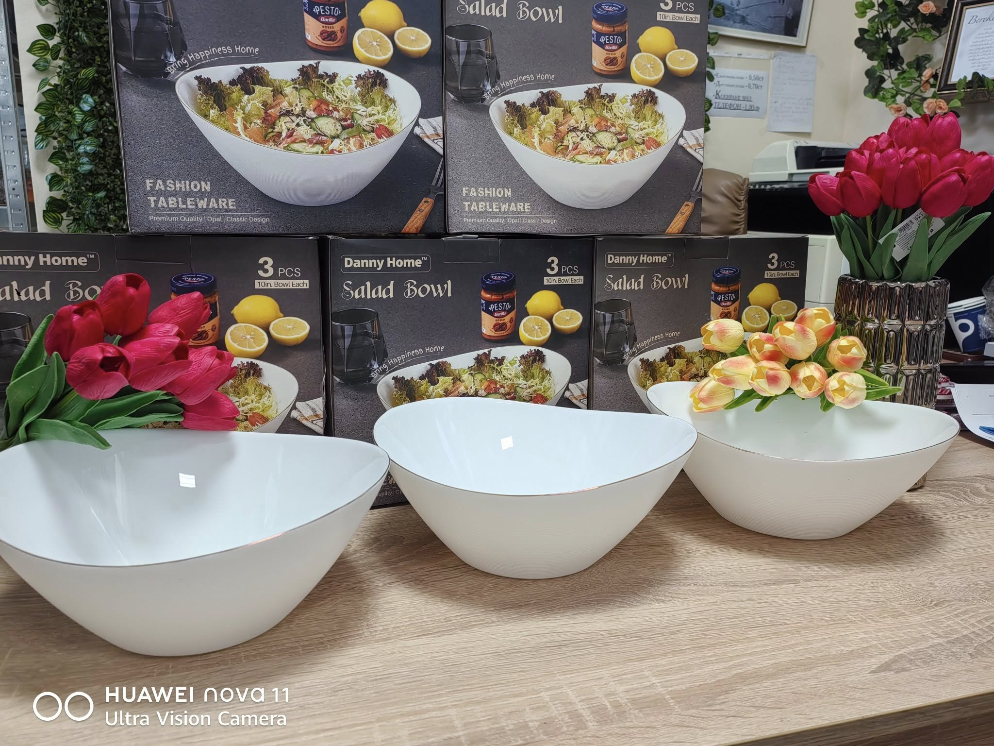 Danny Home Ceramic Gold Line Salad Bowl 3Pcs - 10 Inch 8 Danny Home Ceramic Gold Line Salad Bowl 3Pcs - 10 Inch