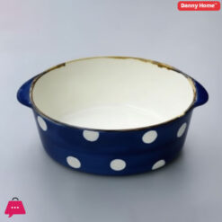 Danny Home Ceramic White Dot Design Blue &Amp; White Serving Dish - 10.5Inch