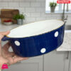 Danny Home Ceramic White Dot Design Blue &Amp; White Serving Dish - 10.5Inch