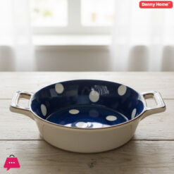Danny Home Ceramic White Dot Design Blue &Amp; White Serving Dish - 7.75Inch