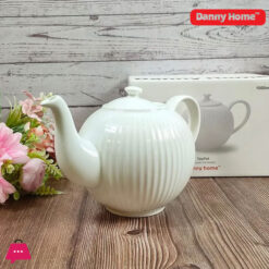 Danny home Ceramic White Tea Pot 1-Liter