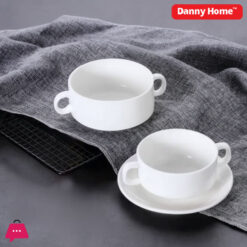 Danny Home Double Ear Ceramic Soup Bowl Set Of 6 Pcs