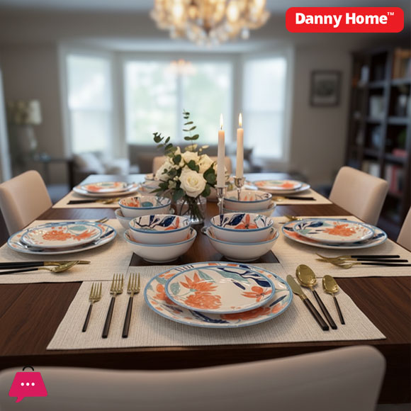 Danny Home Floral Porcelain Dinner Set 24 Pieces 5 Danny Home Floral Porcelain Dinner Set 24 Pieces - Image 3