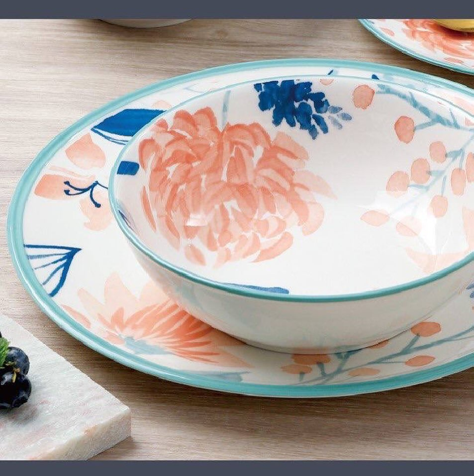 Danny Home Floral Porcelain Dinner Set 24 Pieces 12 Danny Home Floral Porcelain Dinner Set 24 Pieces