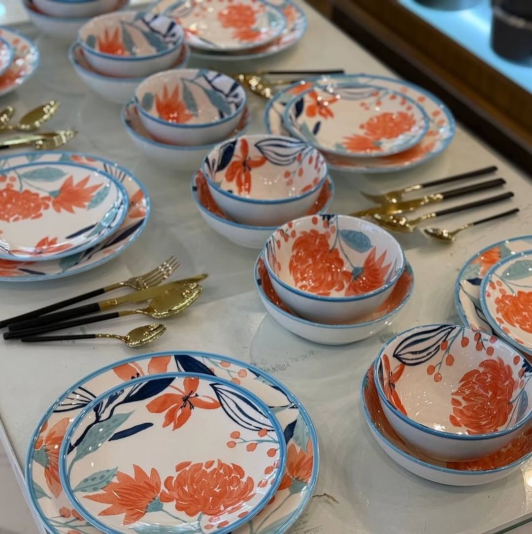 Danny Home Floral Porcelain Dinner Set 24 Pieces 14 Danny Home Floral Porcelain Dinner Set 24 Pieces