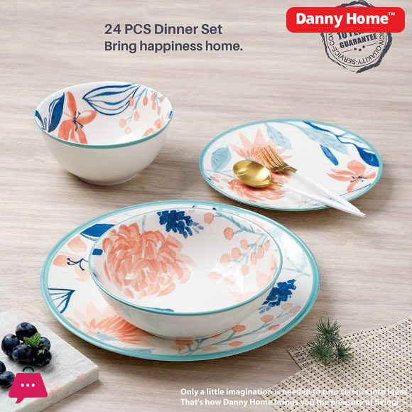 Danny Home Floral Porcelain Dinner Set 24 Pieces 1 Danny Home Floral Porcelain Dinner Set 24 Pieces