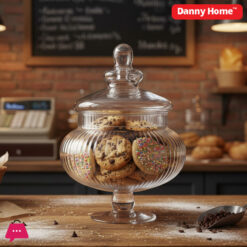 Danny Home Glass Cookie Jar with Lid 29.8cm