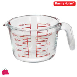 Danny Home Glass Measuring Jug With Red Lettering 250Ml - 1Cup