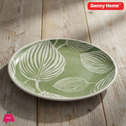 Danny Home Green Leaf Porcelain Dinner Plate 10.5 Inch