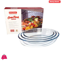 Danny Home Pyrex Glass Oven Baking Pan 3Pcs - Capacity 1.6,2.4,3Liter.