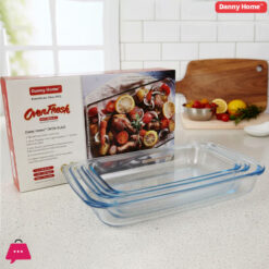 Danny Home Pyrex Glass Oven Baking Pan 3Pcs - Capacity 1L+1.6L+2.2Liter