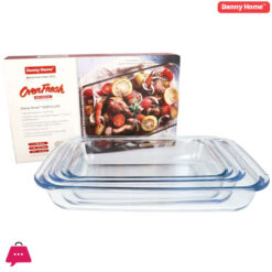 Danny Home Pyrex Glass Oven Baking Pan 3Pcs - Capacity 1L+1.6L+2.2Liter