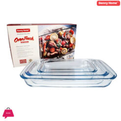 Danny Home Pyrex Glass Oven Baking Pan 3Pcs - Capacity: 1L+2.2L+3L.