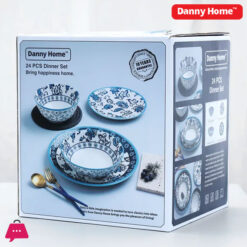 Danny Home Vintage Floral Teal Design Dinner Set 24Pcs