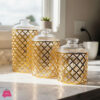 Deluxe Golden Airtight Jar Set Of 3