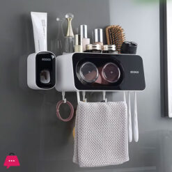 ECOCO Wall Mount Toothpaste Dispenser Bathroom Accessories Set Holder