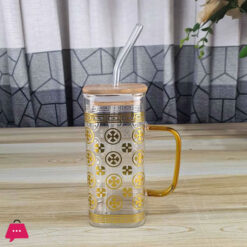 Golden Classic Straw Glass Juice Mug 1-Pcs
