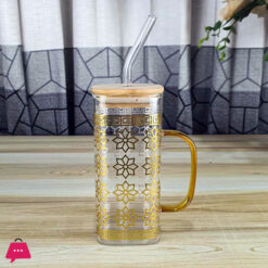 Golden Classic Straw Glass Juice Mug 1-Pcs