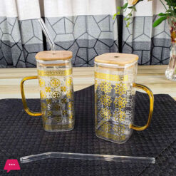 Golden Classic Straw Glass Juice Mug 1-Pcs